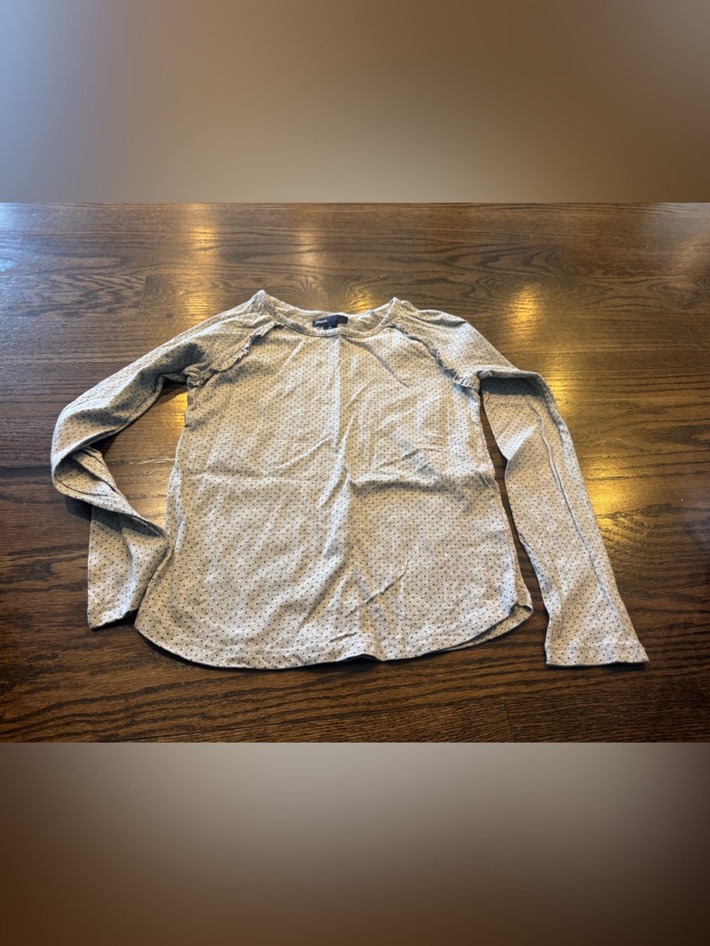 GAP Kids Light Gray Polka Dot Long Sleeve Top